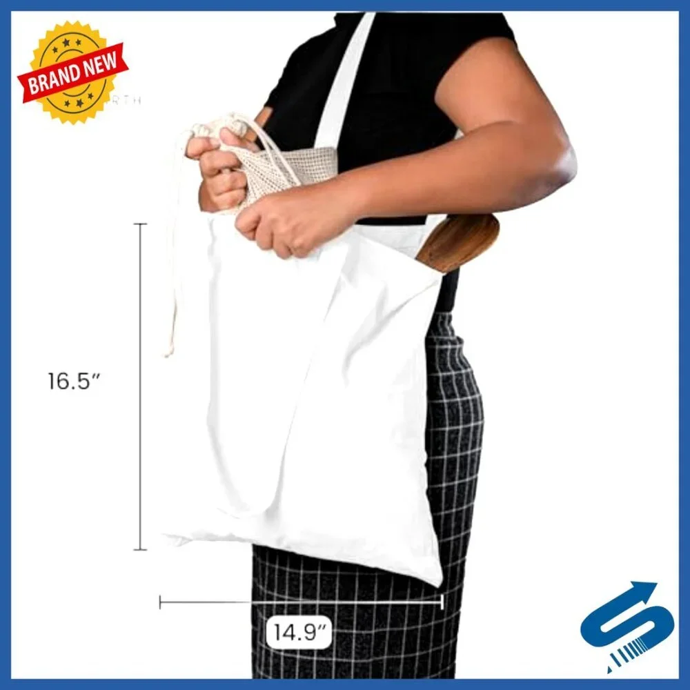 Reusable Cotton Tote Bags Bulk Pack Eco Friendly Versatile Shopping DIY